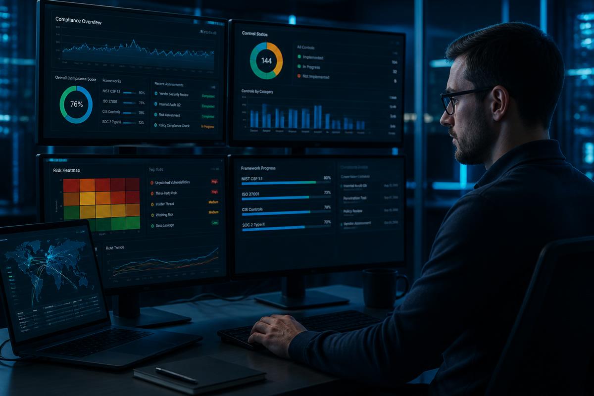 Compliance analyst monitoring security controls